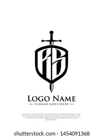initial RS letter with shield style logo template vector