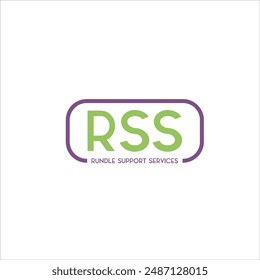 The initial RSS logo is in the shape of a box with green and purple on a white background