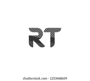 Initial RT Letter Abstract Stripes Transition Monogram Logotype