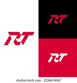 Logo inicial de la letra RT, forma moderna y nítida