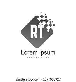 Initial RT Logo Template. Minimalist letter logo template design