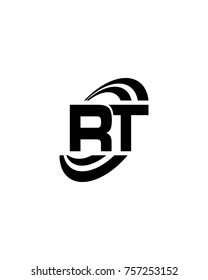 initial RT swoosh ring company logo black