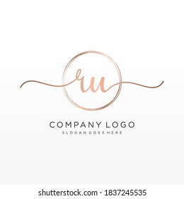Initial RU beauty monogram and elegant logo design, handwriting logo of initial signature, wedding, fashion, floral and botanical with creative template.