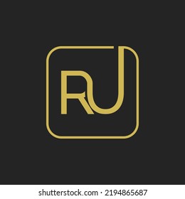 Diseño inicial del logotipo del icono de forma cuadrado de las letras de la RU.