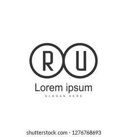 Initial RU Logo Template. Minimalist letter logo template design
