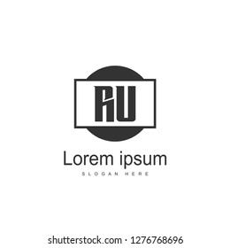 Initial RU Logo Template. Minimalist letter logo template design