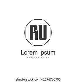 Initial RU Logo Template. Minimalist letter logo template design
