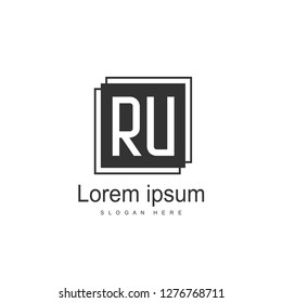 Initial RU Logo Template. Minimalist letter logo template design