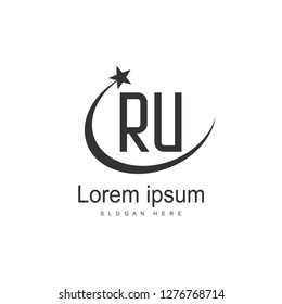 Initial RU Logo Template. Minimalist letter logo template design