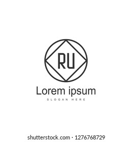 Initial RU Logo Template. Minimalist letter logo template design