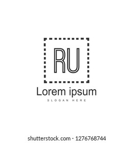 Initial RU Logo Template. Minimalist letter logo template design