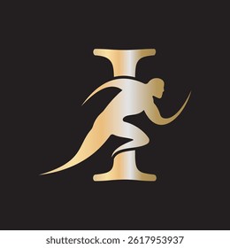 Initial Running Logo combine with letter I vector template