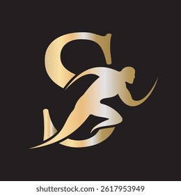 Initial Running Logo combine with letter S vector template