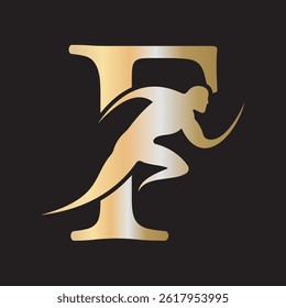 O logotipo de execução inicial combina-se com o modelo de vetor da letra F