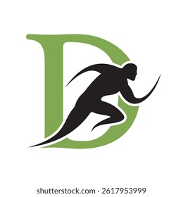 Initial Running Logo combine with letter D vector template