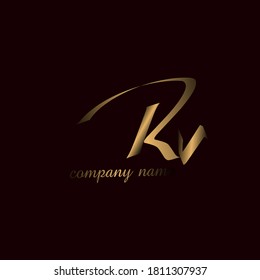 Initial Rv handwriting logo template vector