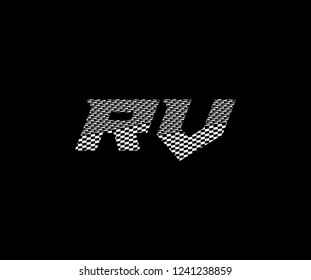 Initial RV letter abstract pattern race flag monogram logotype