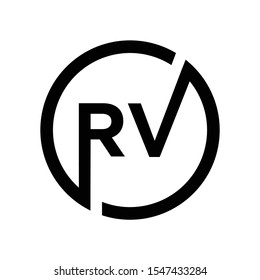 Initial RV letter circle monogram cool modern logo vector