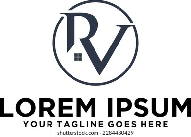 Initial RV letter logo design