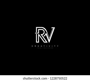 Initial RV Letter Monogram Linear Linked Shape Modern Logotype
