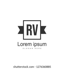 Initial RV Logo Template. Minimalist letter logo template design