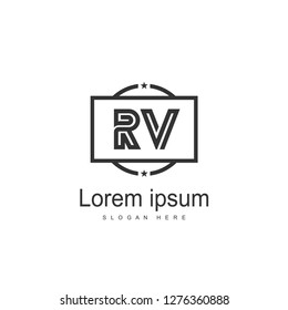 Initial RV Logo Template. Minimalist letter logo template design