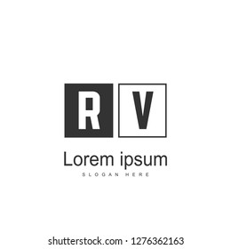Initial RV Logo Template. Minimalist letter logo template design