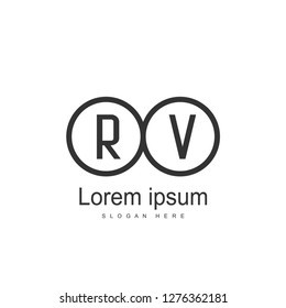 Initial RV Logo Template. Minimalist letter logo template design