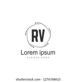Initial RV Logo Template. Minimalist letter logo template design
