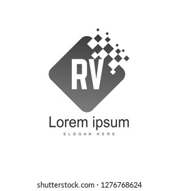 Initial RV Logo Template. Minimalist letter logo template design