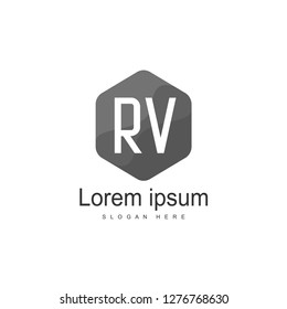 Initial RV Logo Template. Minimalist letter logo template design