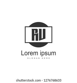 Initial RV Logo Template. Minimalist letter logo template design