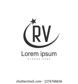 Initial RV Logo Template. Minimalist letter logo template design