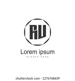 Initial RV Logo Template. Minimalist letter logo template design