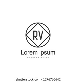 Initial RV Logo Template. Minimalist letter logo template design
