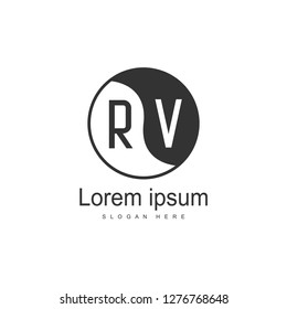 Initial RV Logo Template. Minimalist letter logo template design
