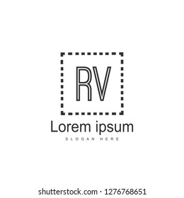 Initial RV Logo Template. Minimalist letter logo template design