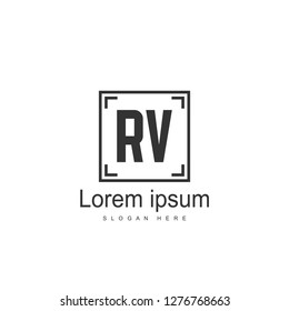Initial RV Logo Template. Minimalist letter logo template design