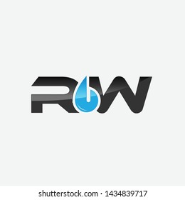 Initial RW letter water logo vector design template. R and W letter logo about water or water drop vector.