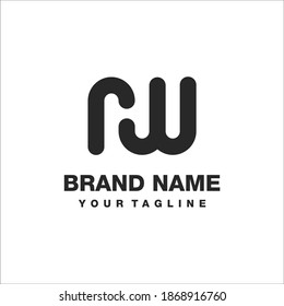 Initial RW logo design template. Letter RW dynamic and rounded vector icon.