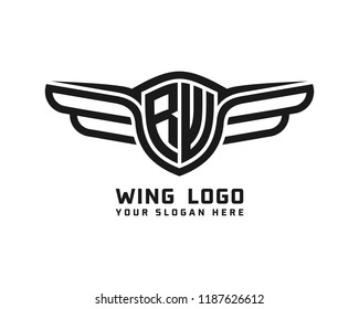 Initial RW wing logo template vector