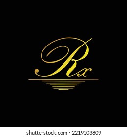 Initial RX logo signature elegant gold element