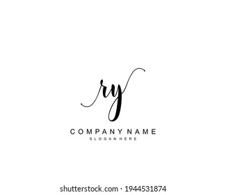 Initial RY beauty monogram and elegant logo design, handwriting logo of initial signature, wedding, fashion, floral and botanical with creative template.