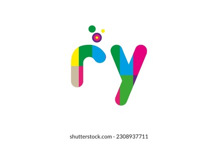 Erstmaliges RY-Logo mit grafischer Vektorvorlage für Unternehmens- und Firmenidentität.