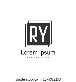 Initial RY Logo Template. Minimalist letter logo template design
