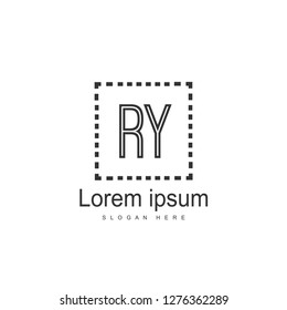 Initial RY Logo Template. Minimalist letter logo template design
