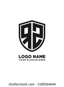 Initial RZ abstract shield logo template vector