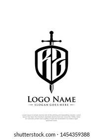 initial RZ letter with shield style logo template vector