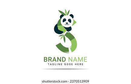 Initial S alphabet with bamboo panda. Letter S symbol for business and company identity
