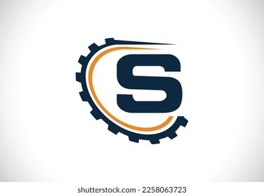 Initial S alphabet with a gear. Gear engineer logo design. Logo for automotive, mechanical, technology, setting, repair business, and company identity